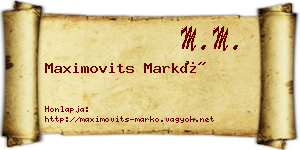 Maximovits Markó névjegykártya